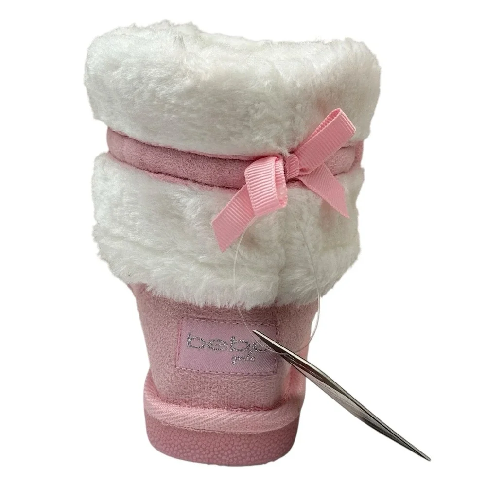 Bebe Toddler Girls Faux Fur Fashion Winter Boots Size 7 Pink-White‎ Lightweight